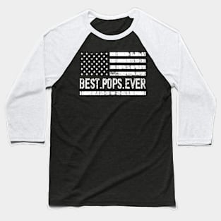 Father's Day Best Pops Ever with US American Flag Baseball T-Shirt